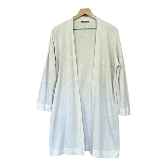 Eileen Fisher Long Organic Cotton Blend Lightweight Open Front Cardigan Gray - Picture 1 of 10